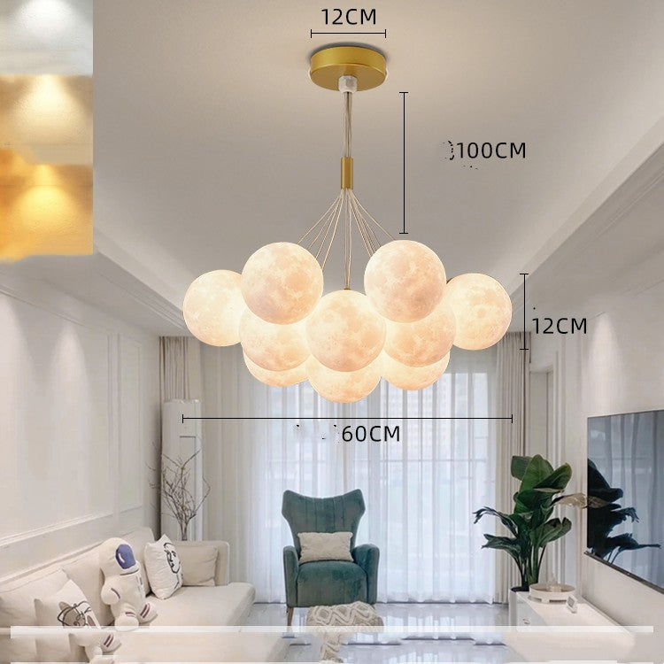 Bedroom Chandelier Nordic Lamps Creative Moon Bubble Lights / Golden 13pcs / Color ball 12cm