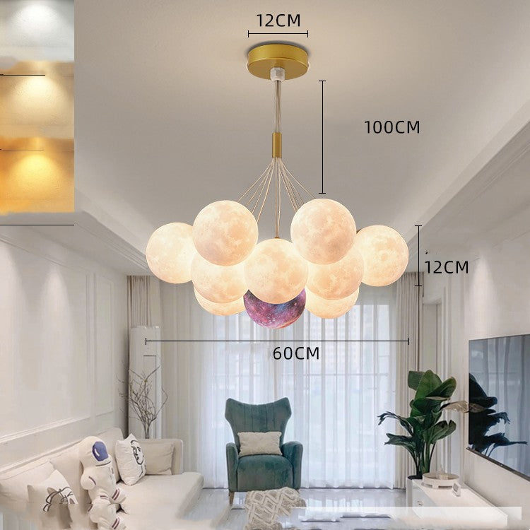 Bedroom Chandelier Nordic Lamps Creative Moon Bubble Lights / Black 13pcs / Color ball 12cm