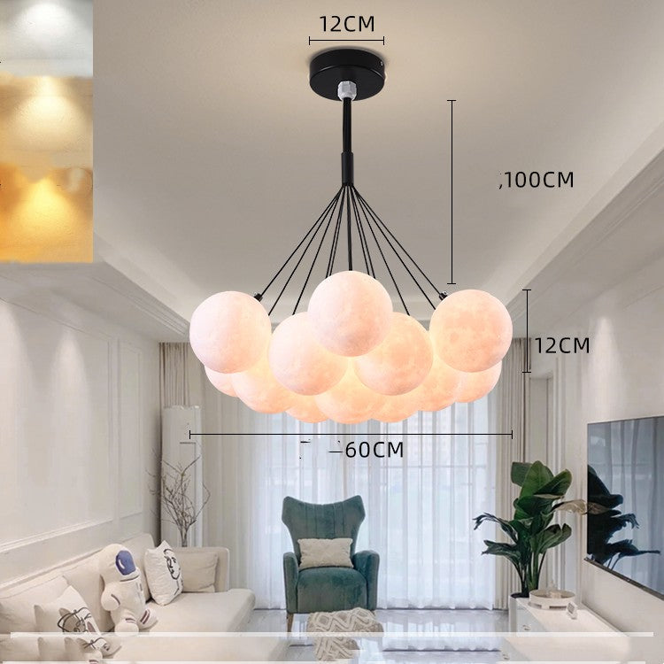 Bedroom Chandelier Nordic Lamps Creative Moon Bubble Lights / Black 13pcs / White ball 12cm