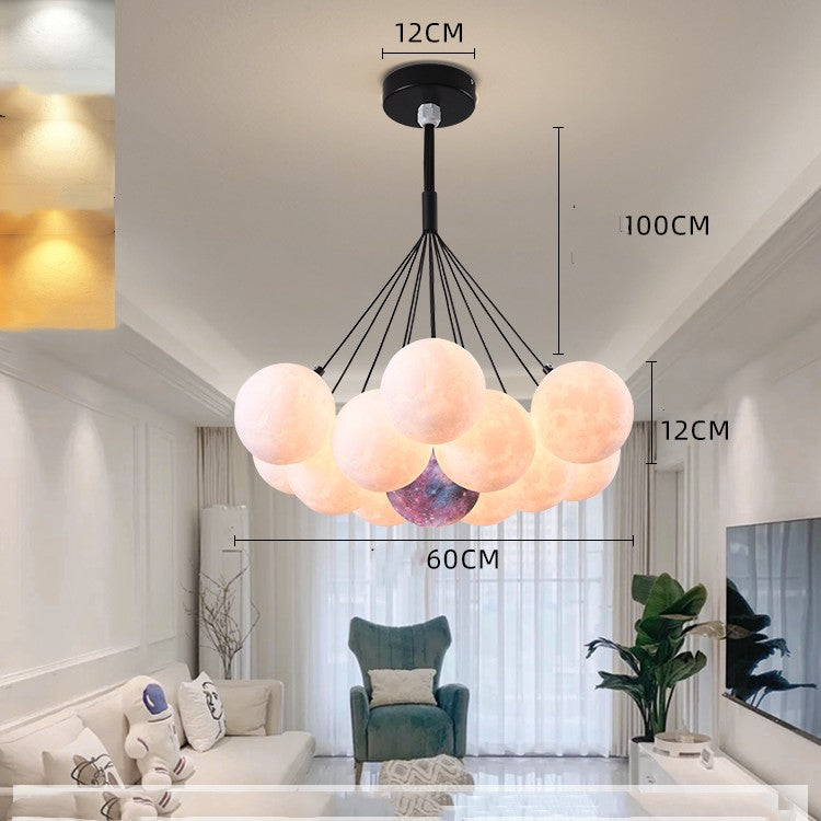 Bedroom Chandelier Nordic Lamps Creative Moon Bubble Lights / Golden 7pcs / White ball 12cm