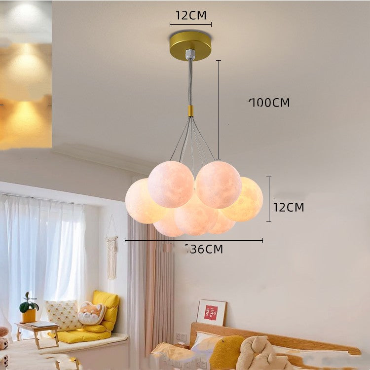 Bedroom Chandelier Nordic Lamps Creative Moon Bubble Lights / Golden 7pcs / Color ball 12cm