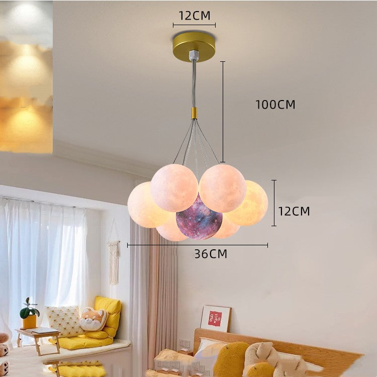 Bedroom Chandelier Nordic Lamps Creative Moon Bubble Lights / Black 7pcs / Color ball 12cm