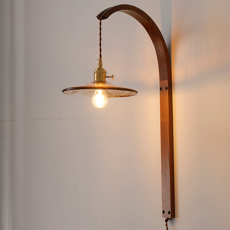 Breakfast Living Room Background Wall Study And Bedroom Bedside Lamp Walnut Wall Lamp / Type A / EU