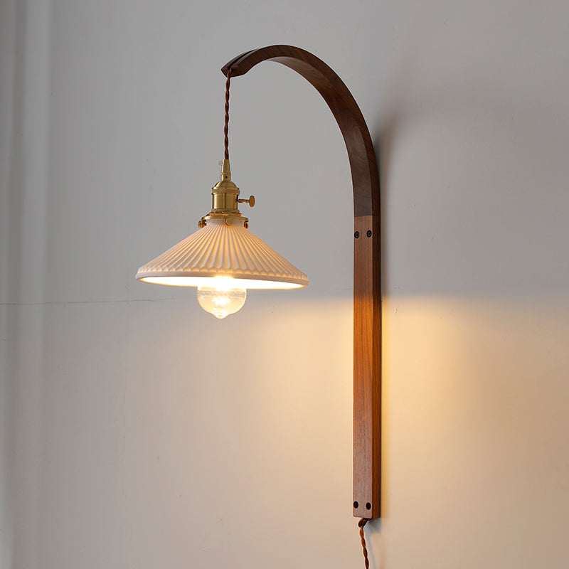 Breakfast Living Room Background Wall Study And Bedroom Bedside Lamp Walnut Wall Lamp / Type A / UK