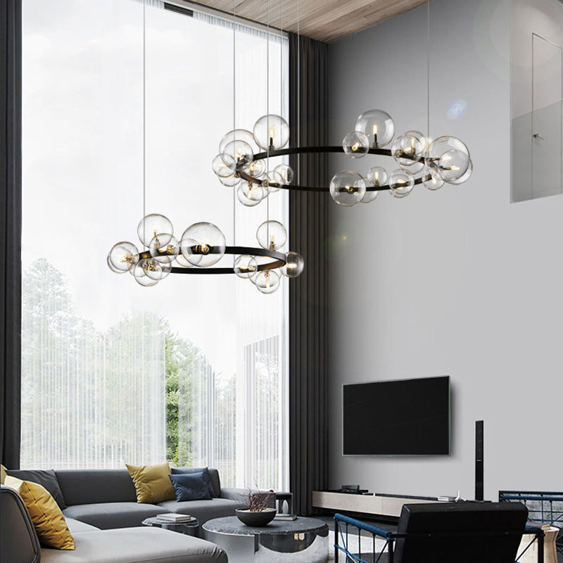 Light Luxury Living Room Light Modern Simple Nordic Bubble Chandelier / White Light / 120cm