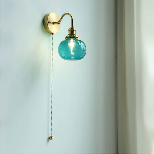 Living Room Bathroom Glass Pumpkin Bedside Aisle Creative Wall Lamp / Brass Edison 4W / Type B