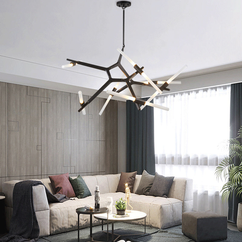 Modern Irregular Living Room Minimalist Dining Room Chandelier / Black / 14heads / Convention