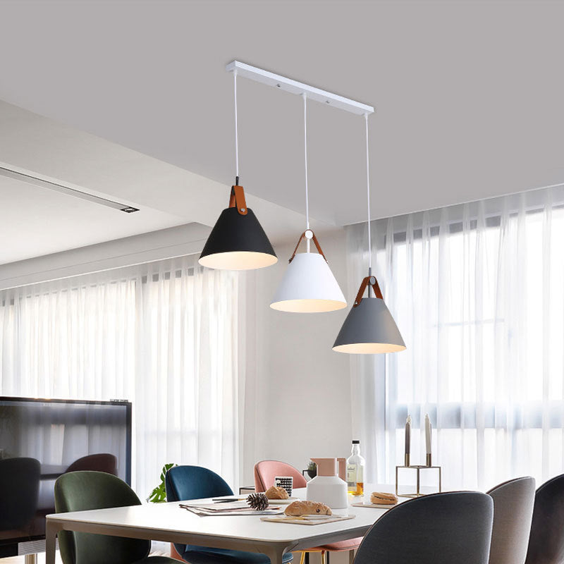 Nordic Dining Room Chandelier Creative Art Simple Personality Macaron Bedroom Bar Lamp / White disc / No bulb