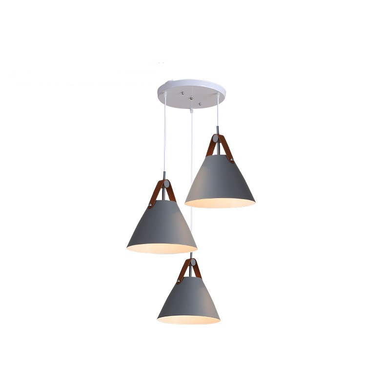 Nordic Dining Room Chandelier Creative Art Simple Personality Macaron Bedroom Bar Lamp / Black white grey disc / White light