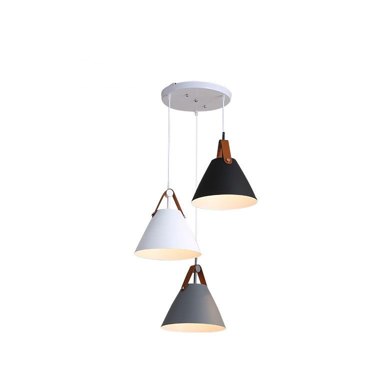 Nordic Dining Room Chandelier Creative Art Simple Personality Macaron Bedroom Bar Lamp / Black Long disc / No bulb