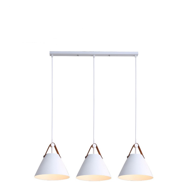 Nordic Dining Room Chandelier Creative Art Simple Personality Macaron Bedroom Bar Lamp / Black Long disc / White light