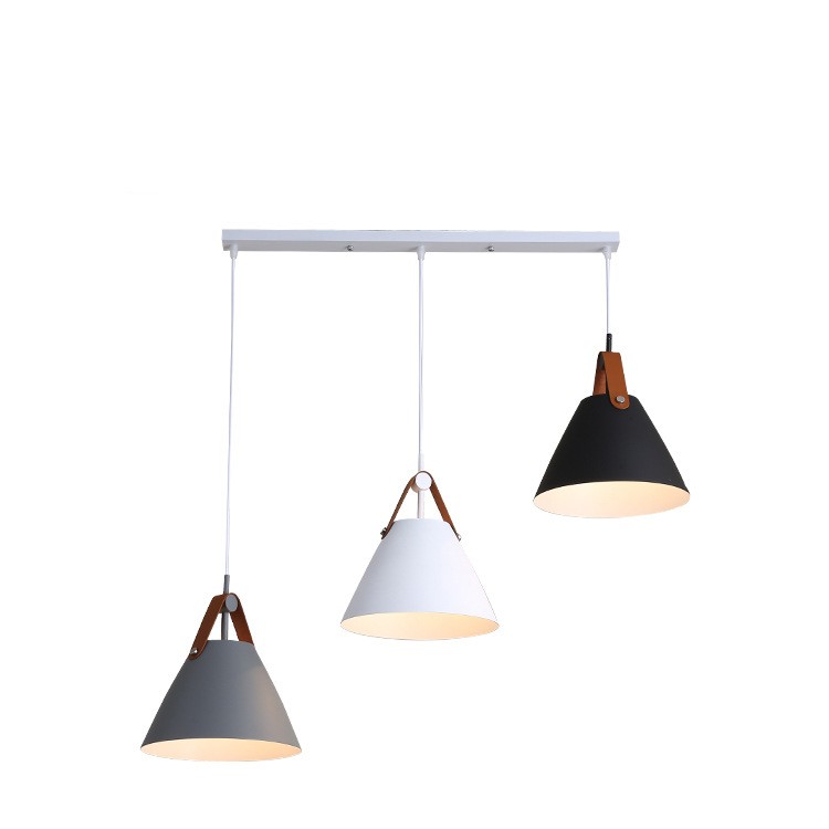 Nordic Dining Room Chandelier Creative Art Simple Personality Macaron Bedroom Bar Lamp / Grey Long disc / No bulb