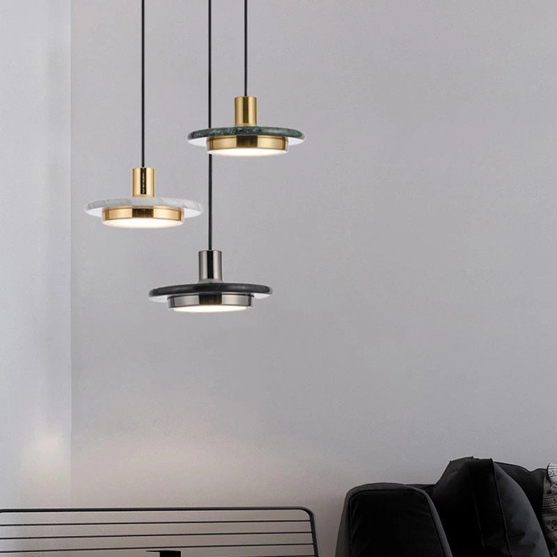Nordic Round Marble Minimalist Chandelier / Black
