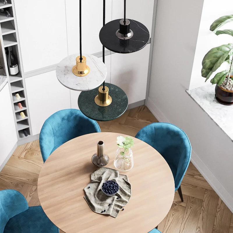 Nordic Round Marble Minimalist Chandelier / Green