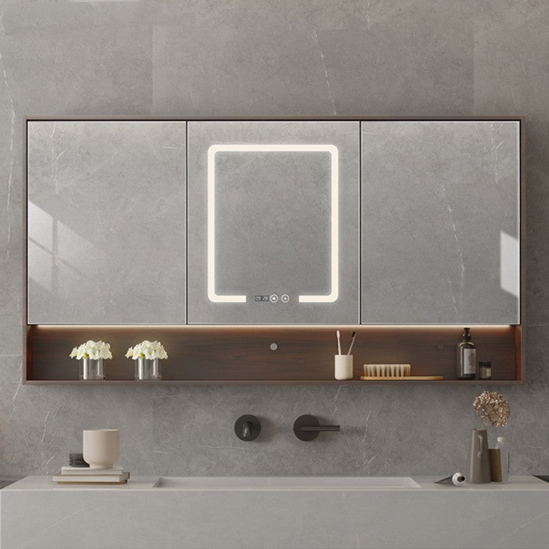 Smart Cabinet With Led Lights Anti-fog Hanging Wall Type Toilet Dressing Bathroom Combination Mirror / Wood color / 60cm