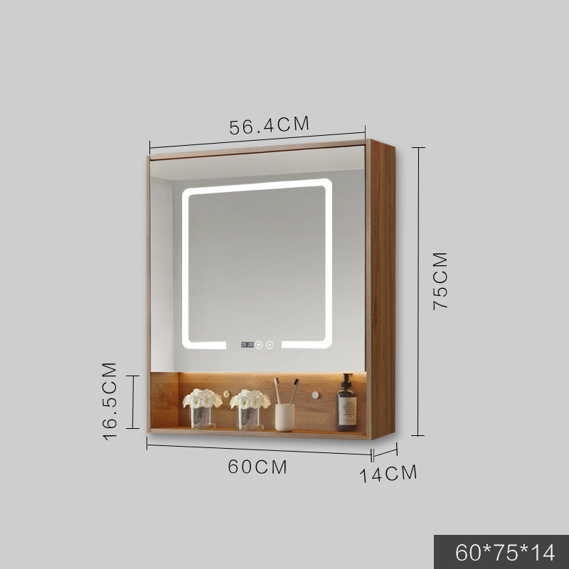 Smart Cabinet With Led Lights Anti-fog Hanging Wall Type Toilet Dressing Bathroom Combination Mirror / Wood color / 70cm