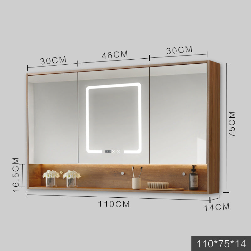 Smart Cabinet With Led Lights Anti-fog Hanging Wall Type Toilet Dressing Bathroom Combination Mirror / Wood color / 120cm