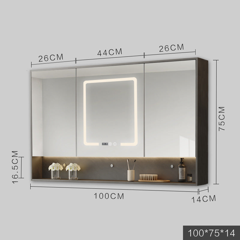 Smart Cabinet With Led Lights Anti-fog Hanging Wall Type Toilet Dressing Bathroom Combination Mirror / Grey / 110cm