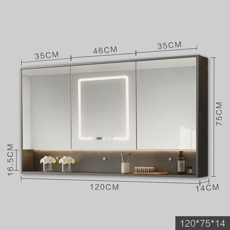 Smart Cabinet With Led Lights Anti-fog Hanging Wall Type Toilet Dressing Bathroom Combination Mirror / Grey / 130cm