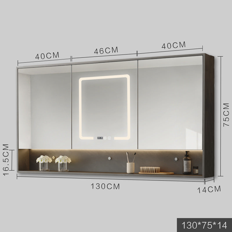 Smart Cabinet With Led Lights Anti-fog Hanging Wall Type Toilet Dressing Bathroom Combination Mirror / Grey / 140cm