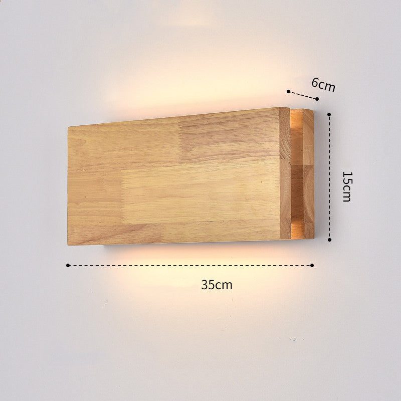 Solid Wood Wall Lamp Bedside Porch Hallway Balcony New Chinese Style / Wood color / Rectangular 35x15CM 12W / neutral light