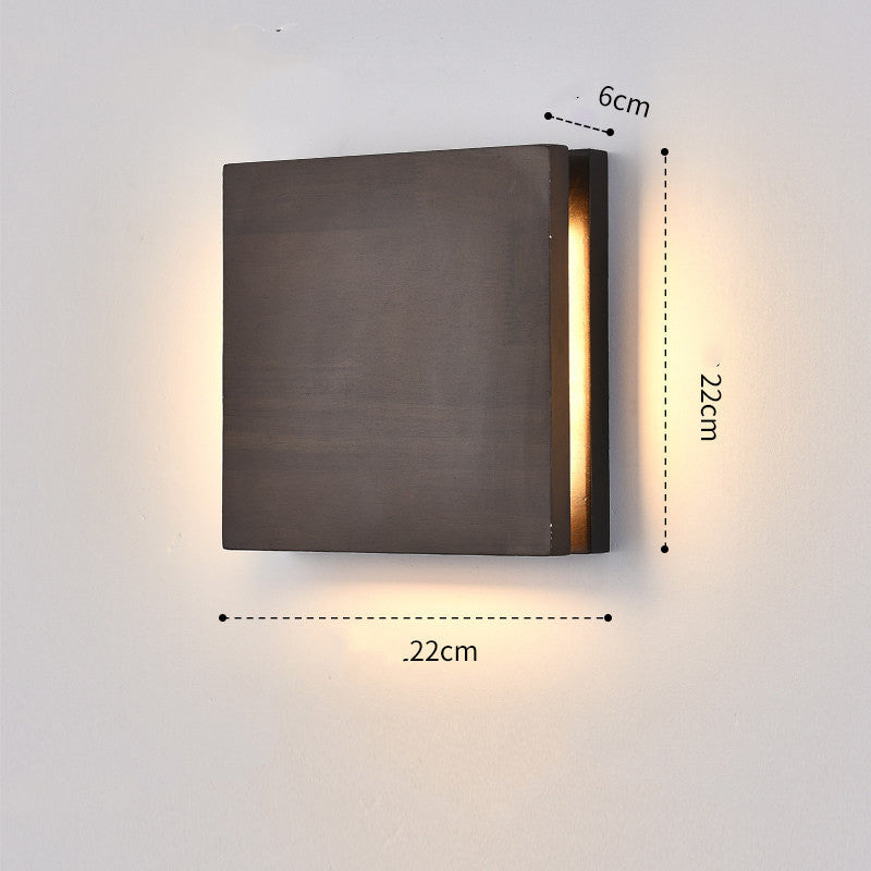 Solid Wood Wall Lamp Bedside Porch Hallway Balcony New Chinese Style / Wood color / Square 22CM 9W / neutral light