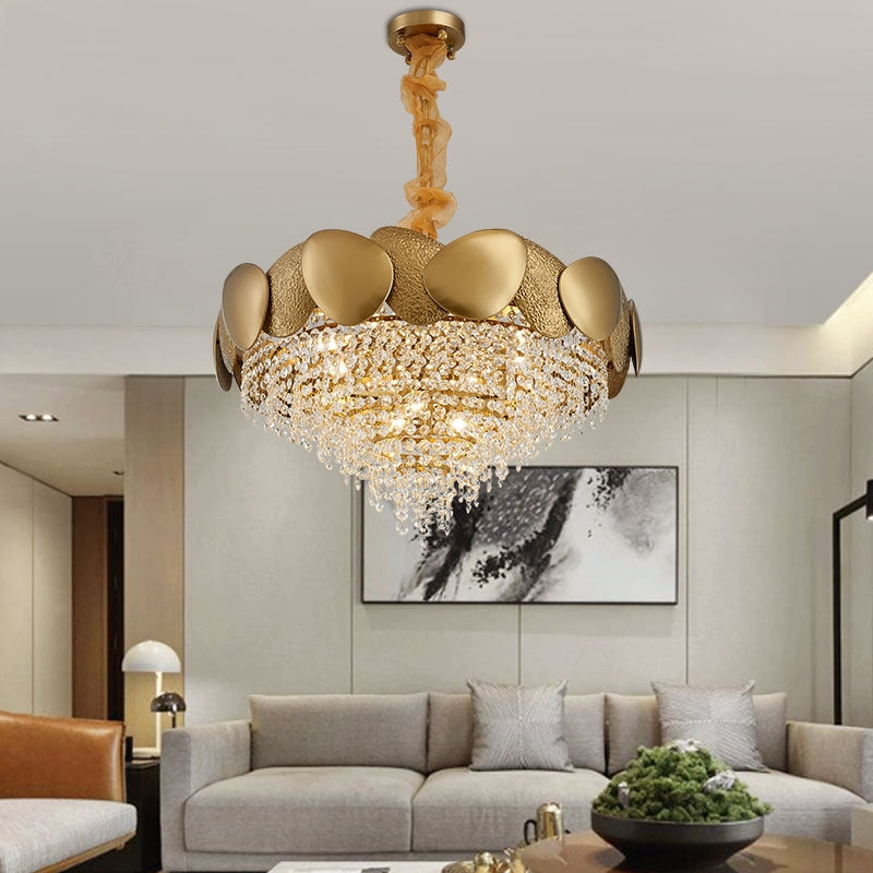 Stainless Steel Living Room Ceiling Crystal Chandelier / Gold / 600x420mm