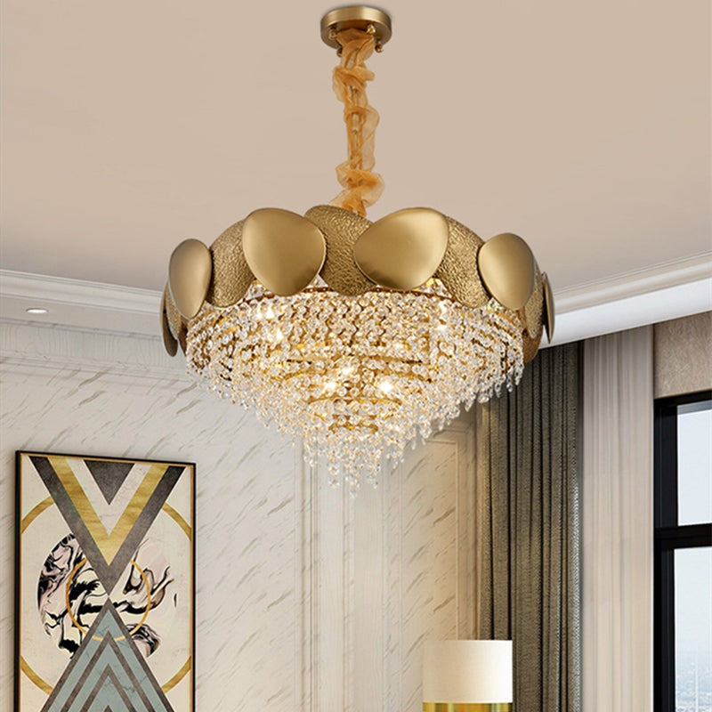 Stainless Steel Living Room Ceiling Crystal Chandelier / Gold / 800x500mm