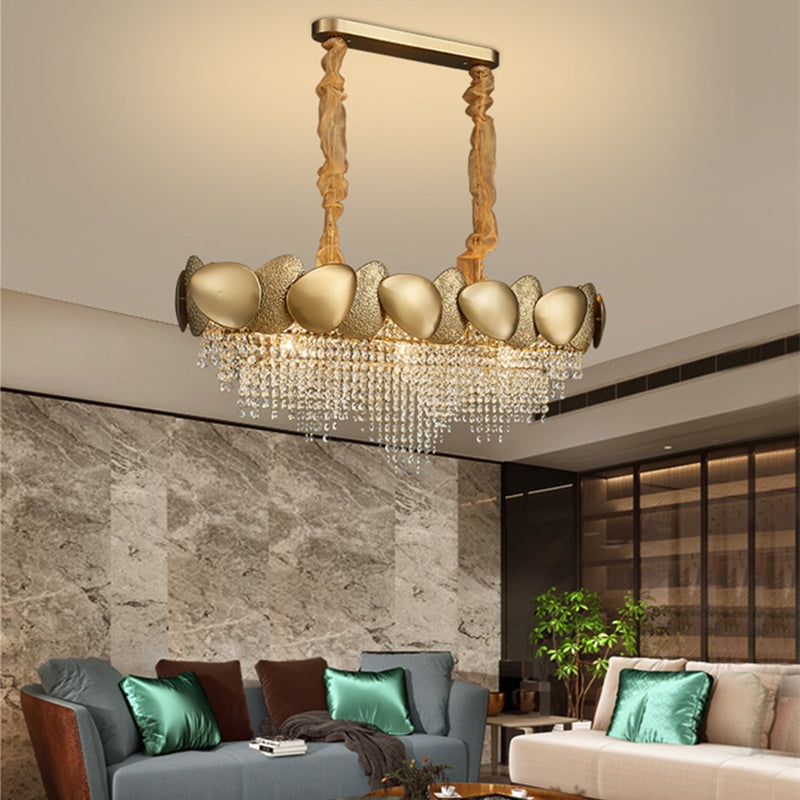 Stainless Steel Living Room Ceiling Crystal Chandelier / Gold / 950x320x350mm